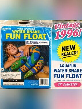 #4016 Vintage 1996 AquaFun 21" Water Snake Fun Float Kids Pool Ring